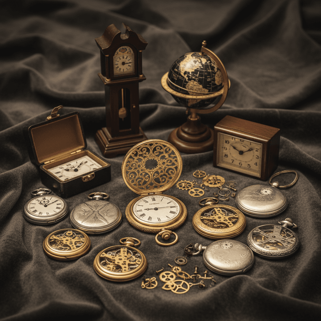 Relojes de bolsillo antiguos y piezas de relojería